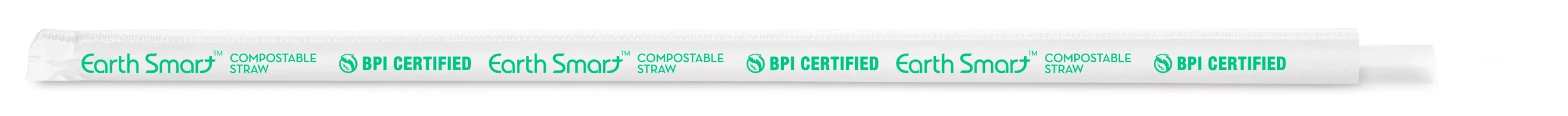 D & W Fine Pack Earth Smart 10.25" Clear Wrapped Giant Compostable Straw 1200 Count