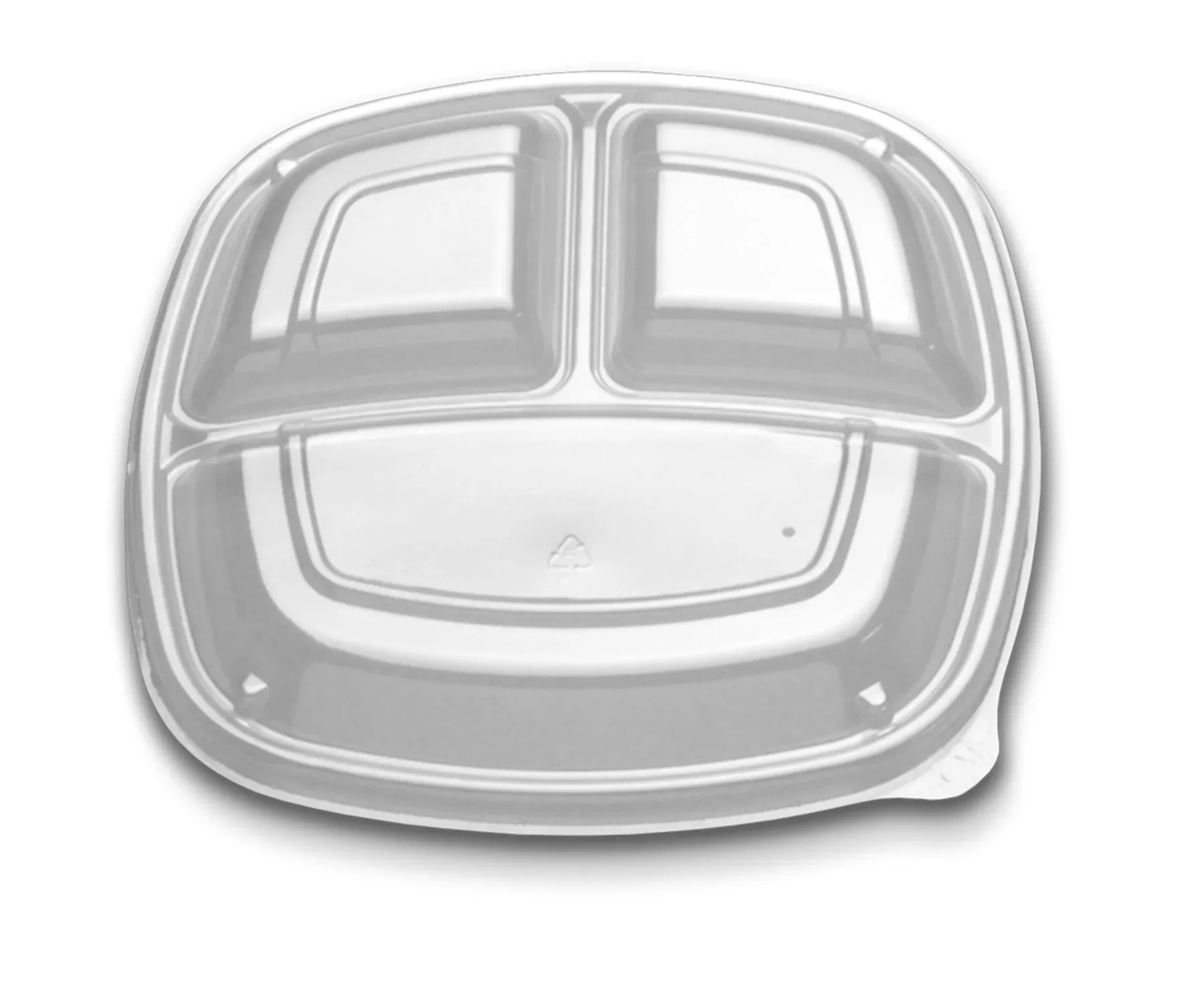 D & W Fine Pack Forum 9" Square Ps 3-Comp. Low Dome Lid - 300 Per Case