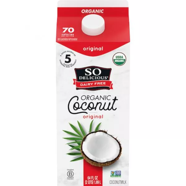 Danone Refrigerated So Delicious Organic Coconut Milk Original Extended Shelf Life 0.5 Gallon - 6 Per Case