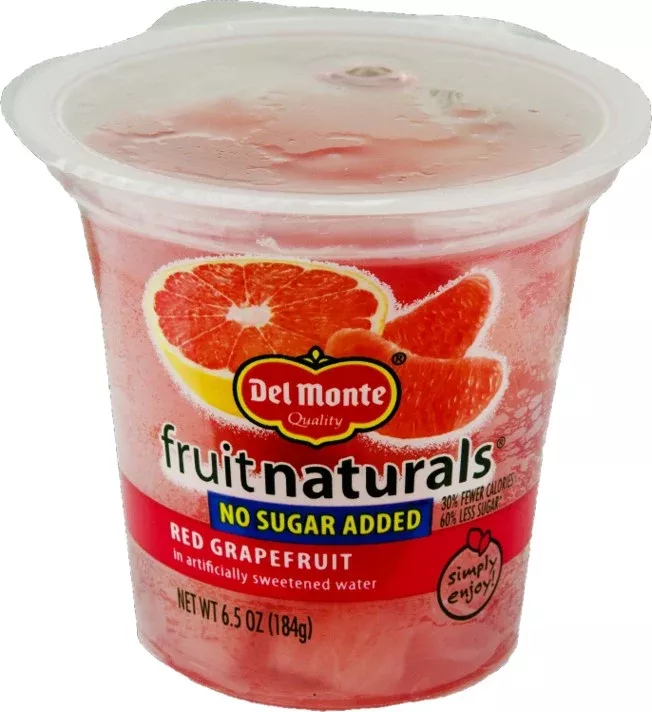 Del Monte Refrigerated Del Monte Red Grapefruit No Sugar Added Fruit Cup Snacks Cup 6.5 Ounce Size - 12 Per Case