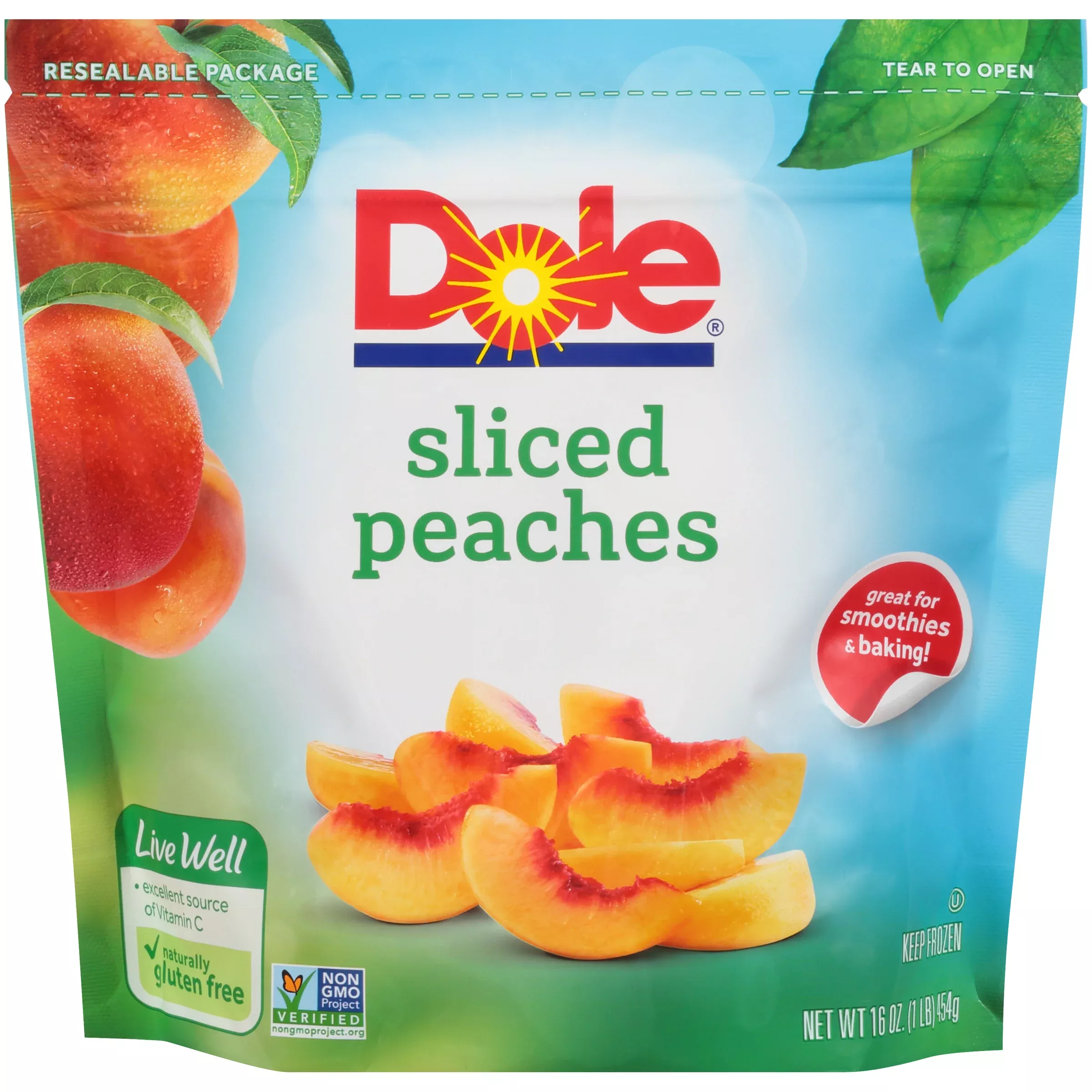Dole Frozen Peach Fr Slice Sub 1 Pound Each - 8 Per Case