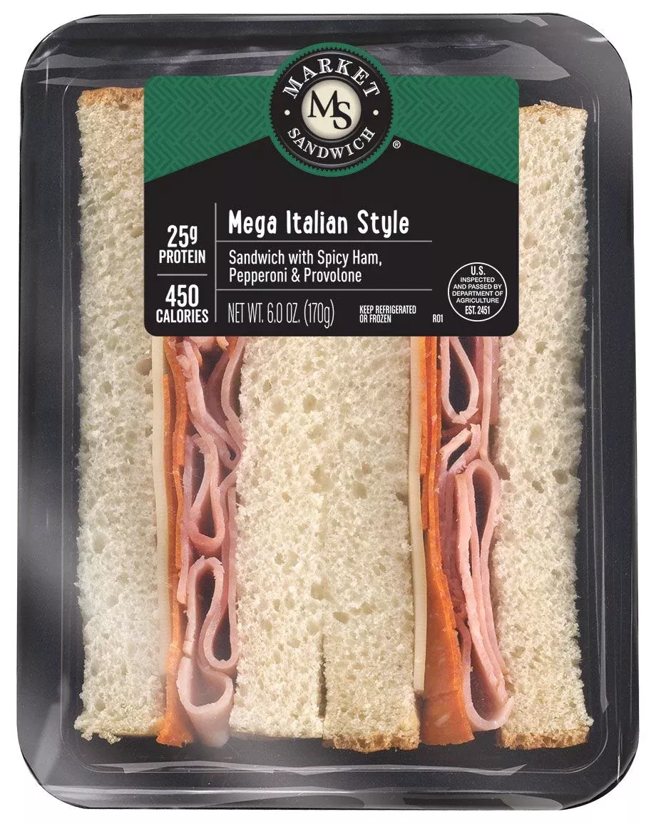 E.a. Sween Company Market Sandwich Mega Italian Spicy Ham, Pepperoni, & Provolone Sandwich Wedge 6 Ounce Size - 8 Per Case