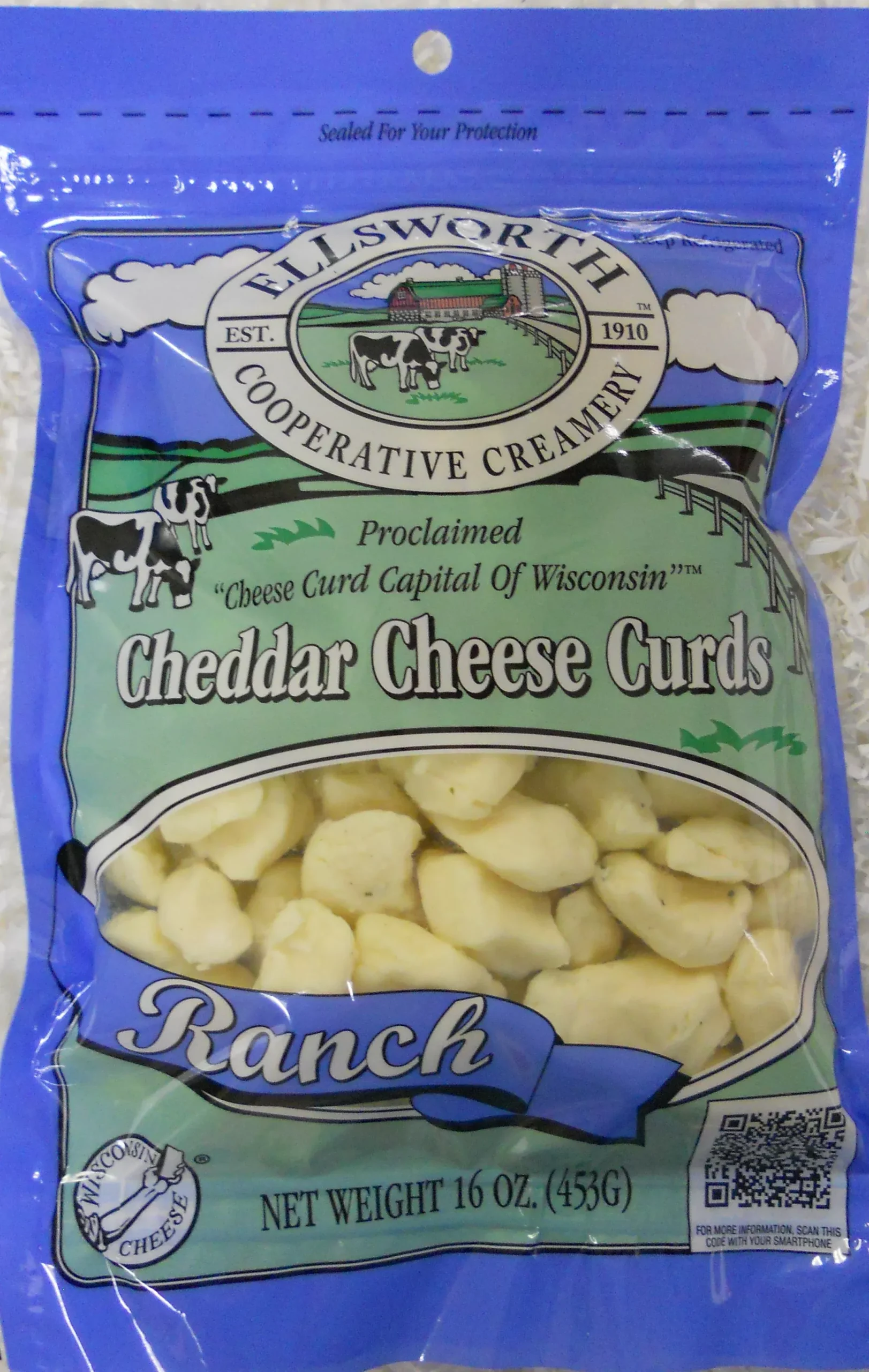 Ellsworth Creamery Ref Ranch White Cheddar Cheese Curd 16 Ounce Size - 8 Per Case