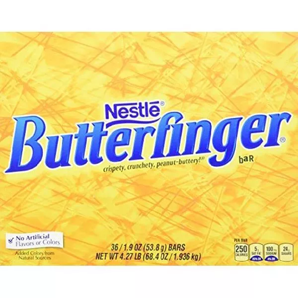 Ferrero Retail Butterfinger Singles Chocolate Bars 1.9 Ounce Size - 288 Per Case