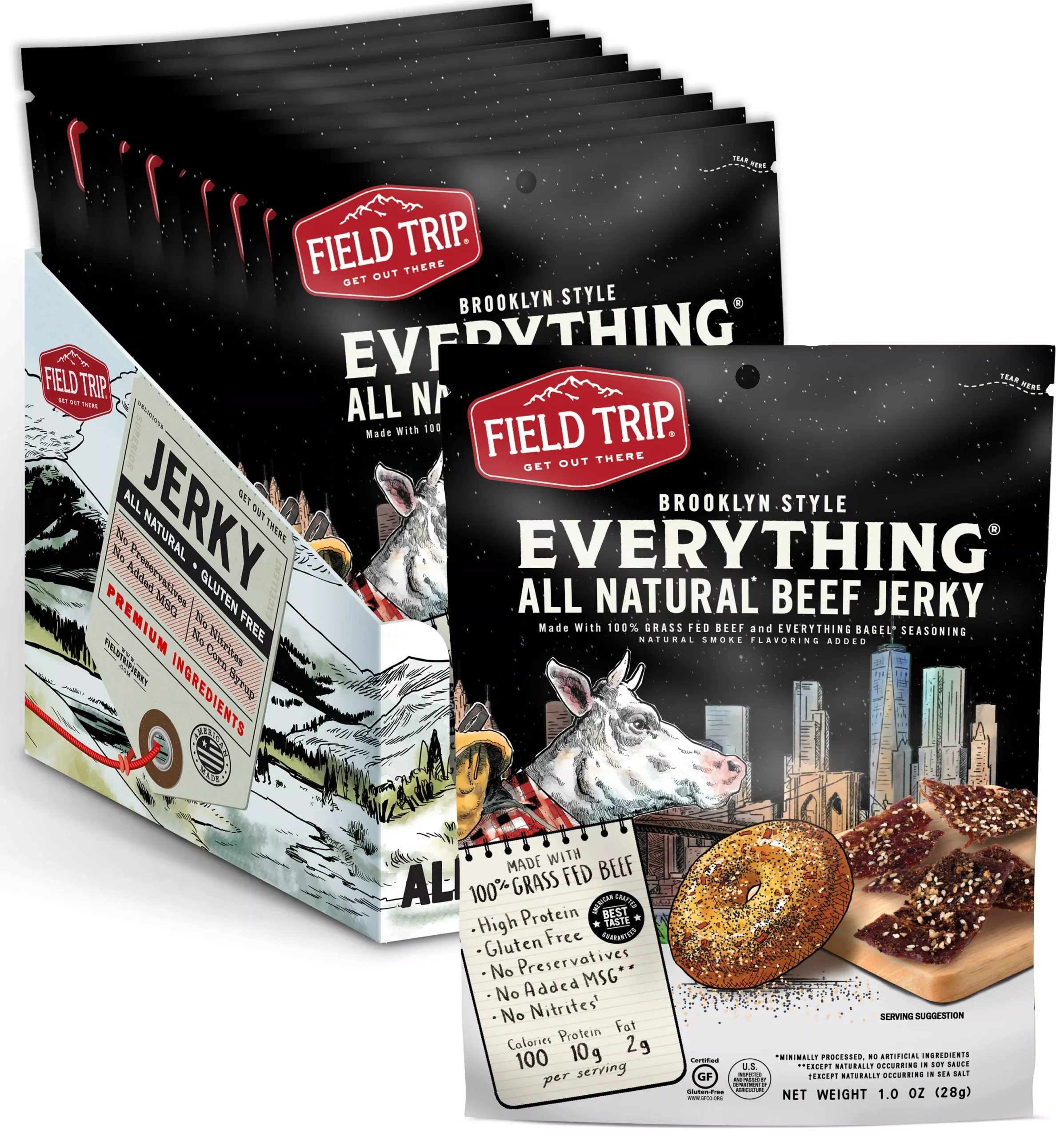 Field Trip Jerky Brooklyn Style Everything Beef Jerky 1 Ounce Size - 12 Per Case