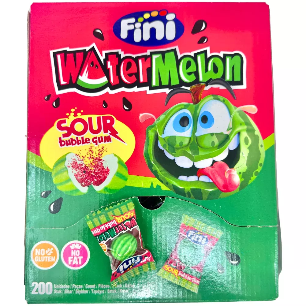 Fini Watermelon Sour Bubble Gum 200 Pieces - 2.5lbs