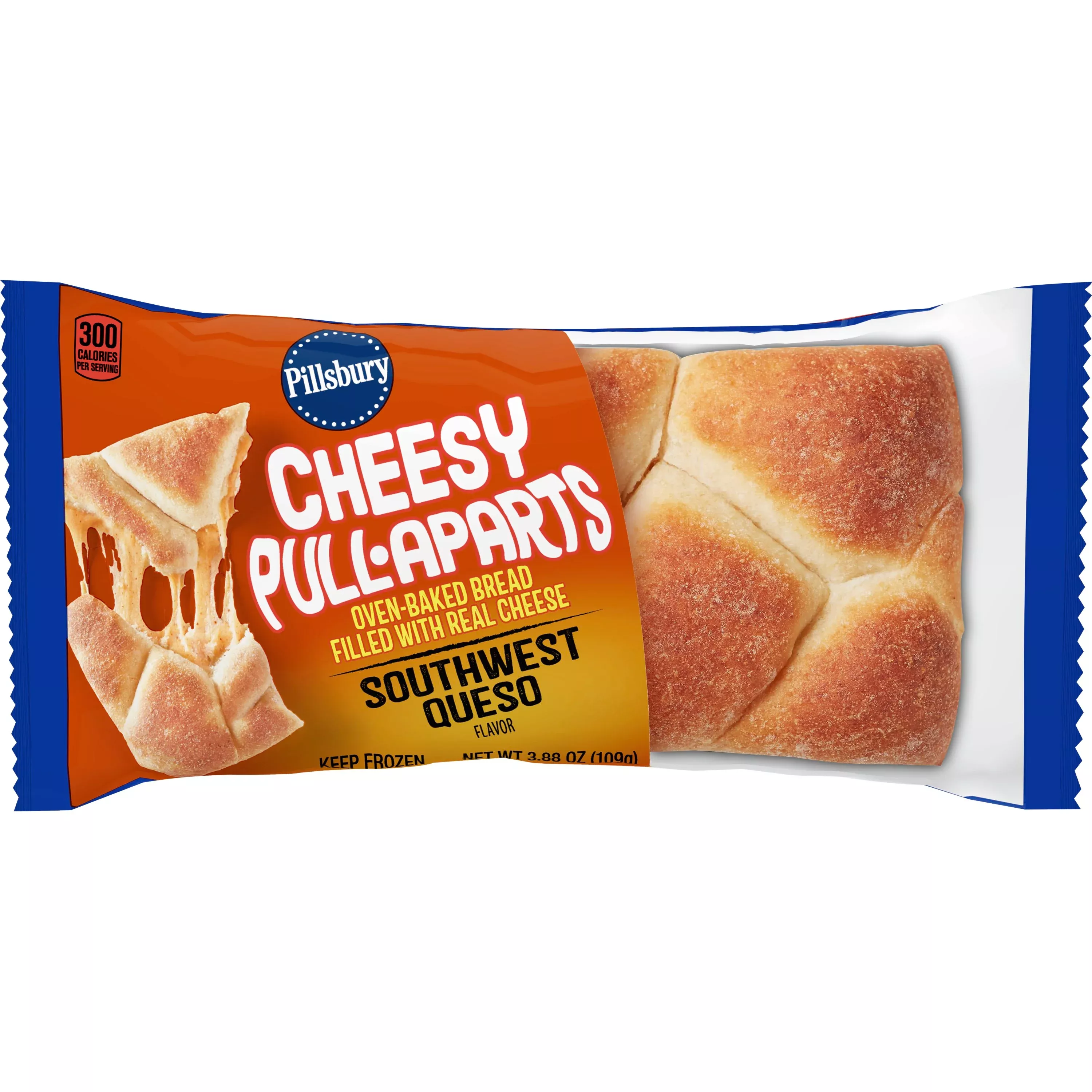 General Mills Frozen Pillsbury Individually Wrapped Cheesy Pull Aparts Southwest Queso 3.88 Ounce Size - 72 Per Case