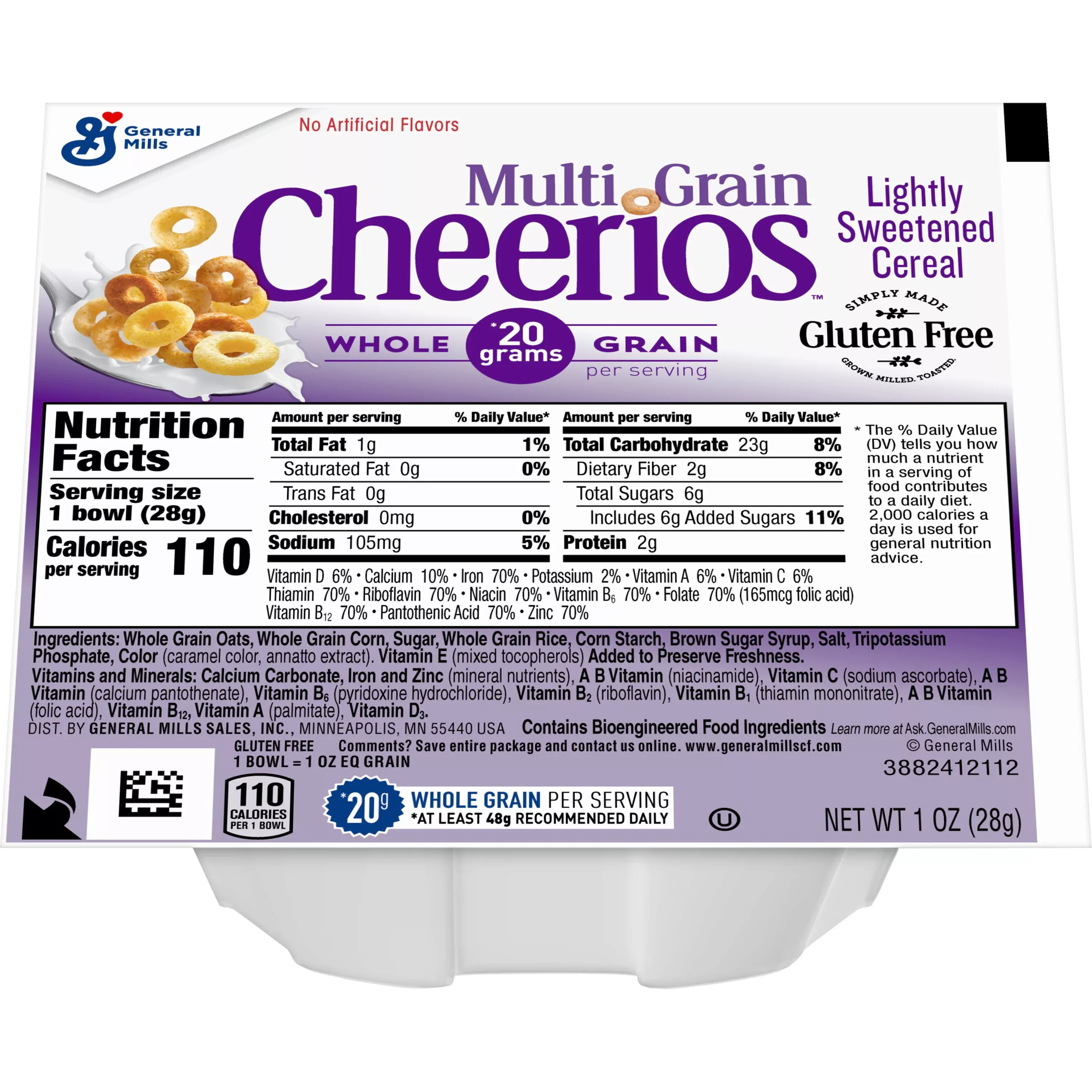 General Mills Multigrain Cheerios Cereal Single Serve Bowlpak 1 Ounce Size - 96 Per Case