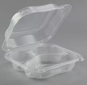 Genpak Hinged Container Compartment Clear Large 75 Each - 2 Per Case