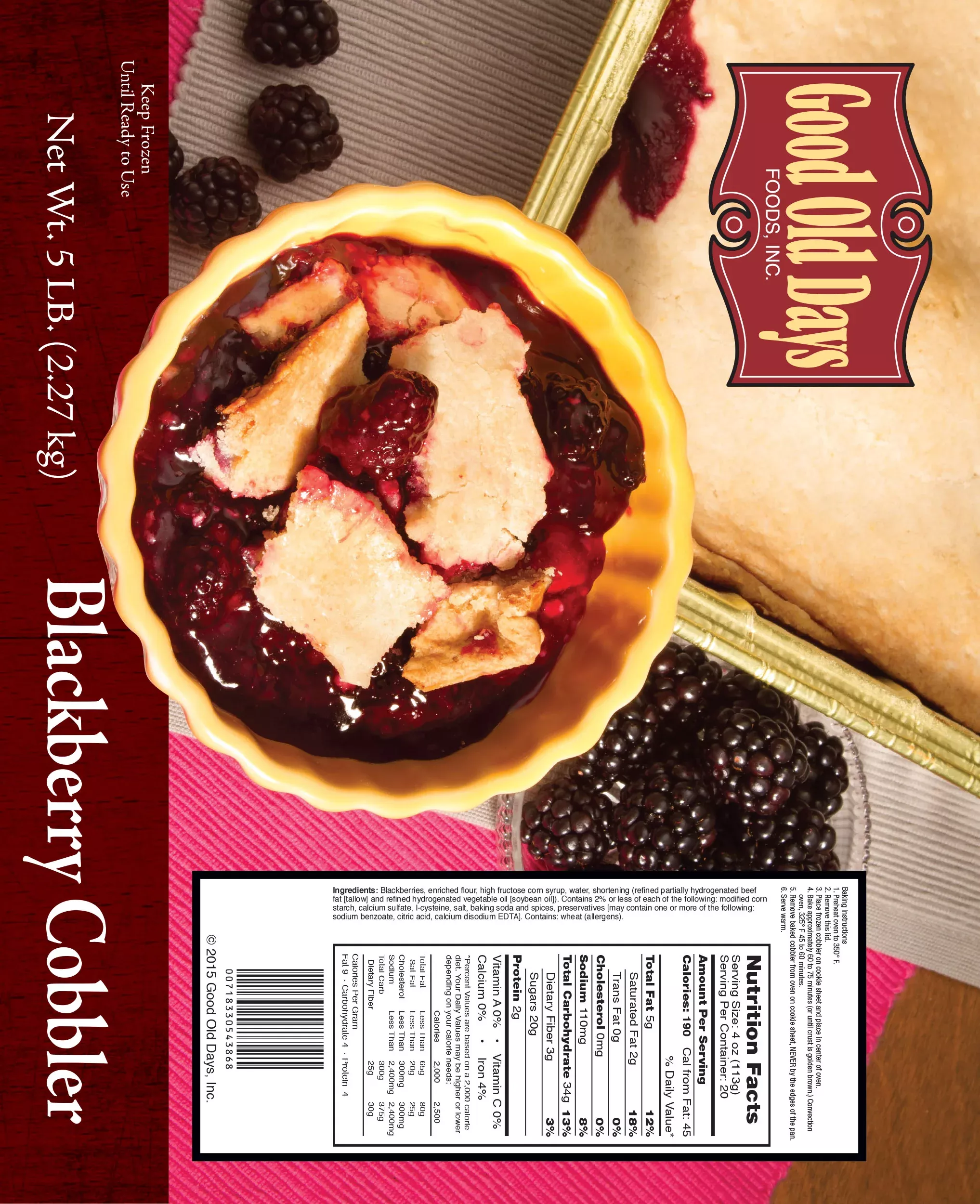 Good Old Days Frozen Blackberry Cobbler 5 Pound Each - 2 Per Case