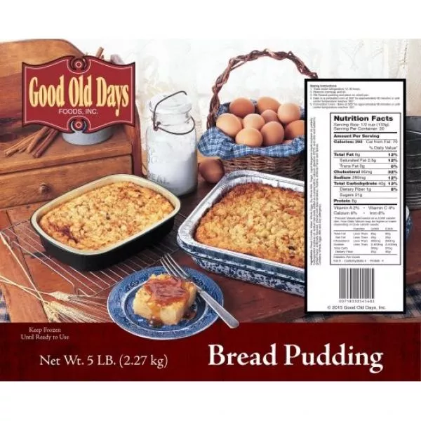Good Old Days Frozen Old Fashioned Bread Pudding 5 Pound Each - 4 Per Case