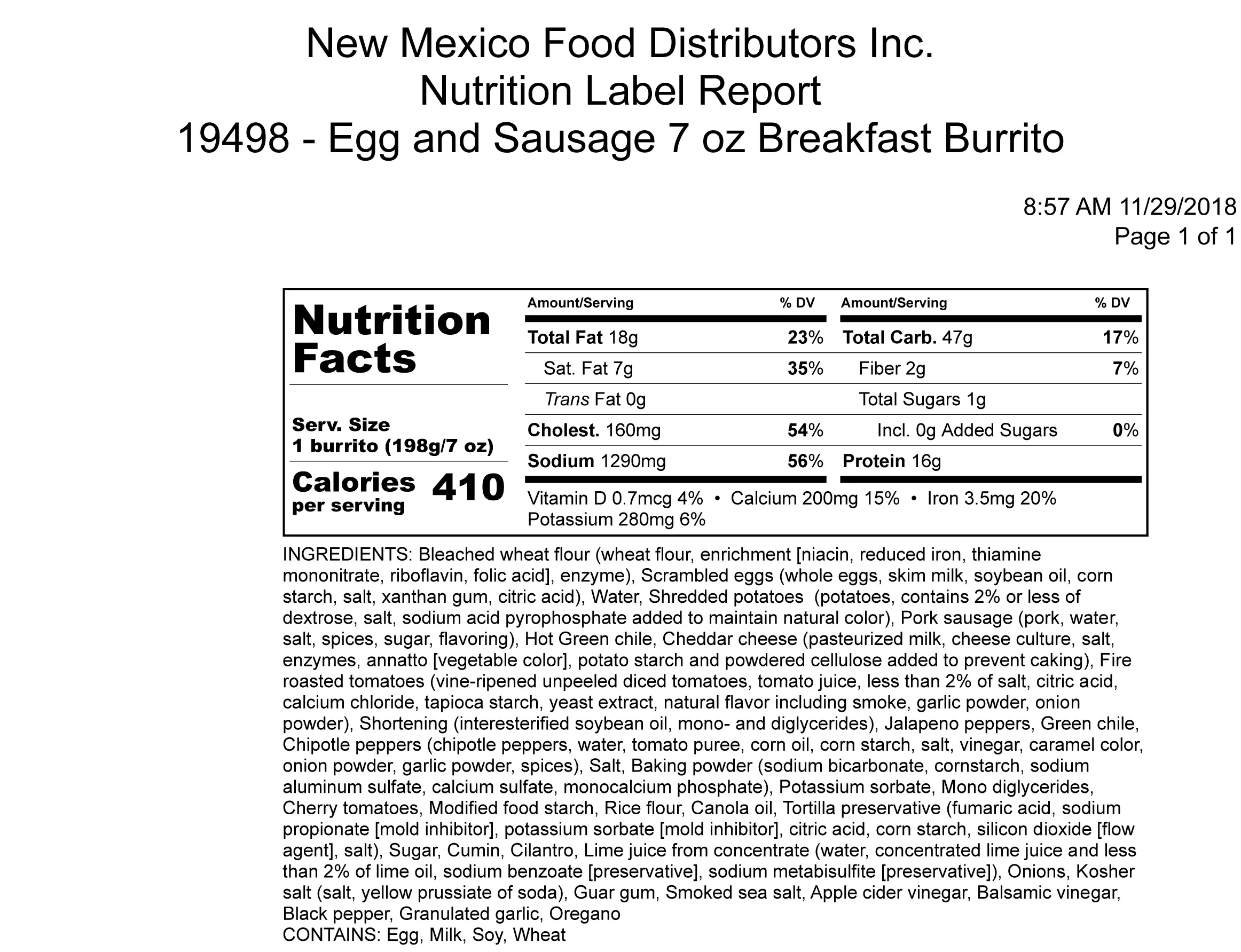 Green Chile Concepts Llc Green Chile Breakfast Egg & Sausage Whshbrwn Cheddar Burrito to 1 Each - 12 Per Case