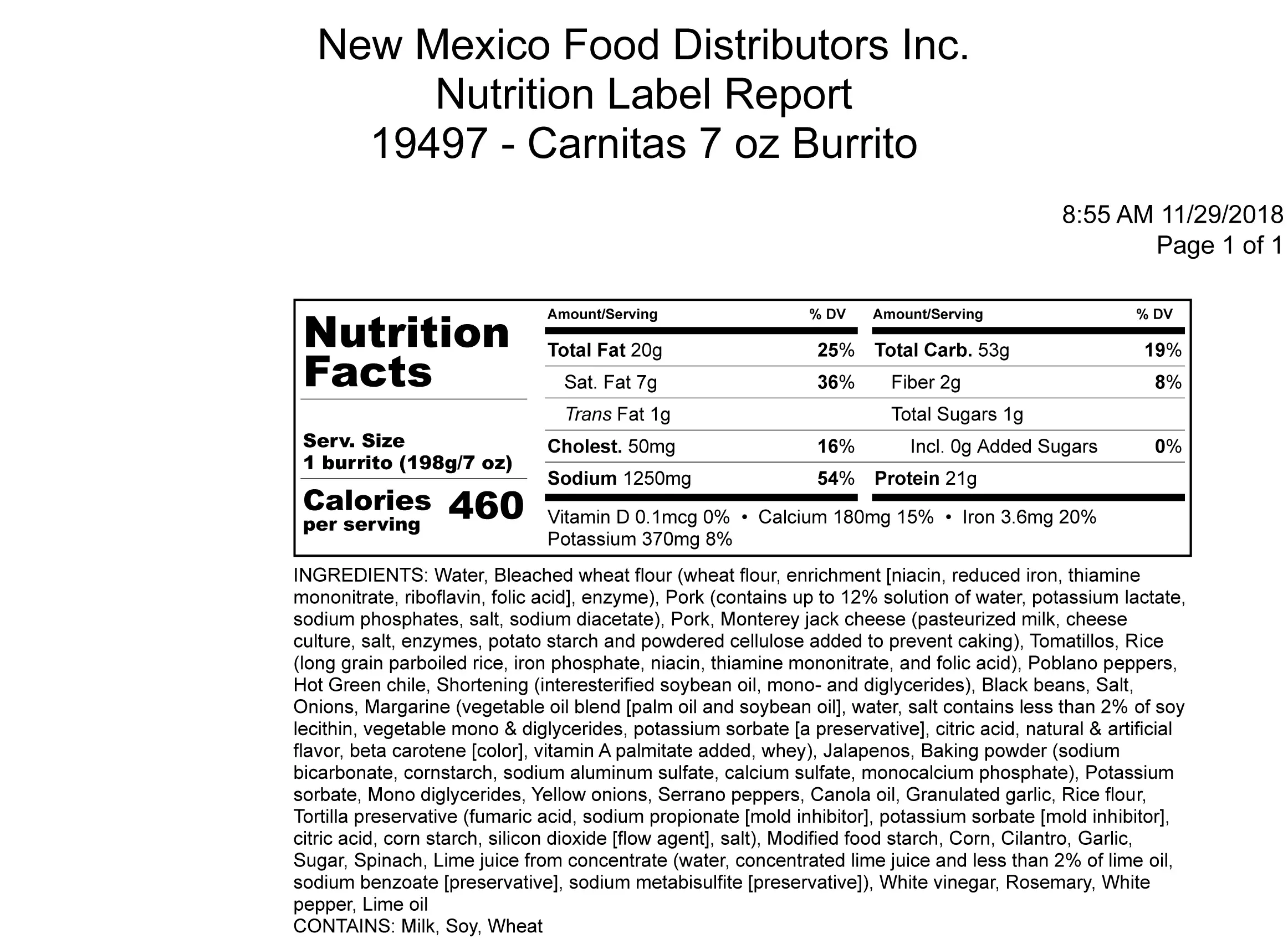 Green Chile Concepts Llc Green Chile Carnitas Wmonterey Jack Burrito to 1 Each - 12 Per Case