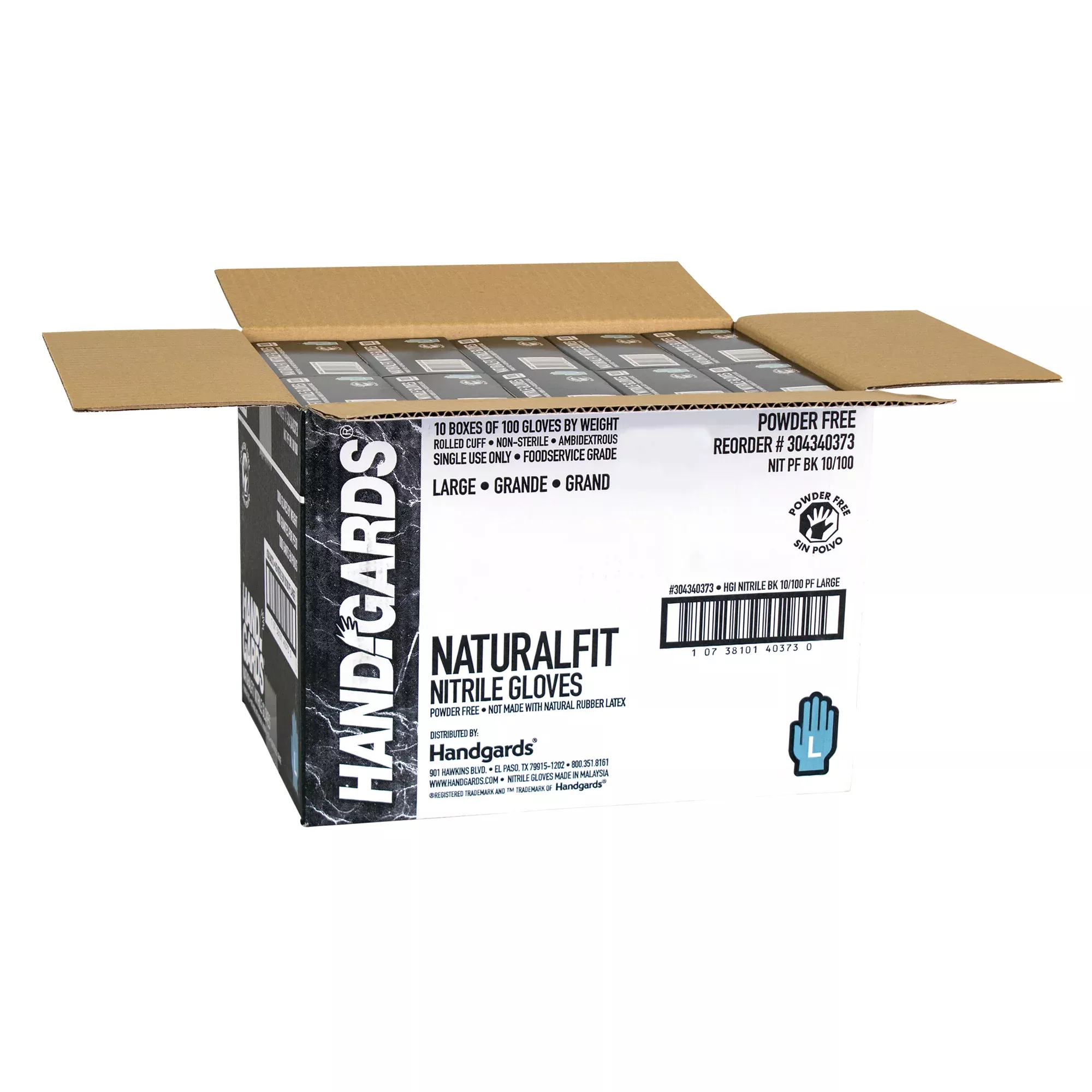 Handgards Glove Nitrile Performance Black Large 100 Each - 10 Per Case