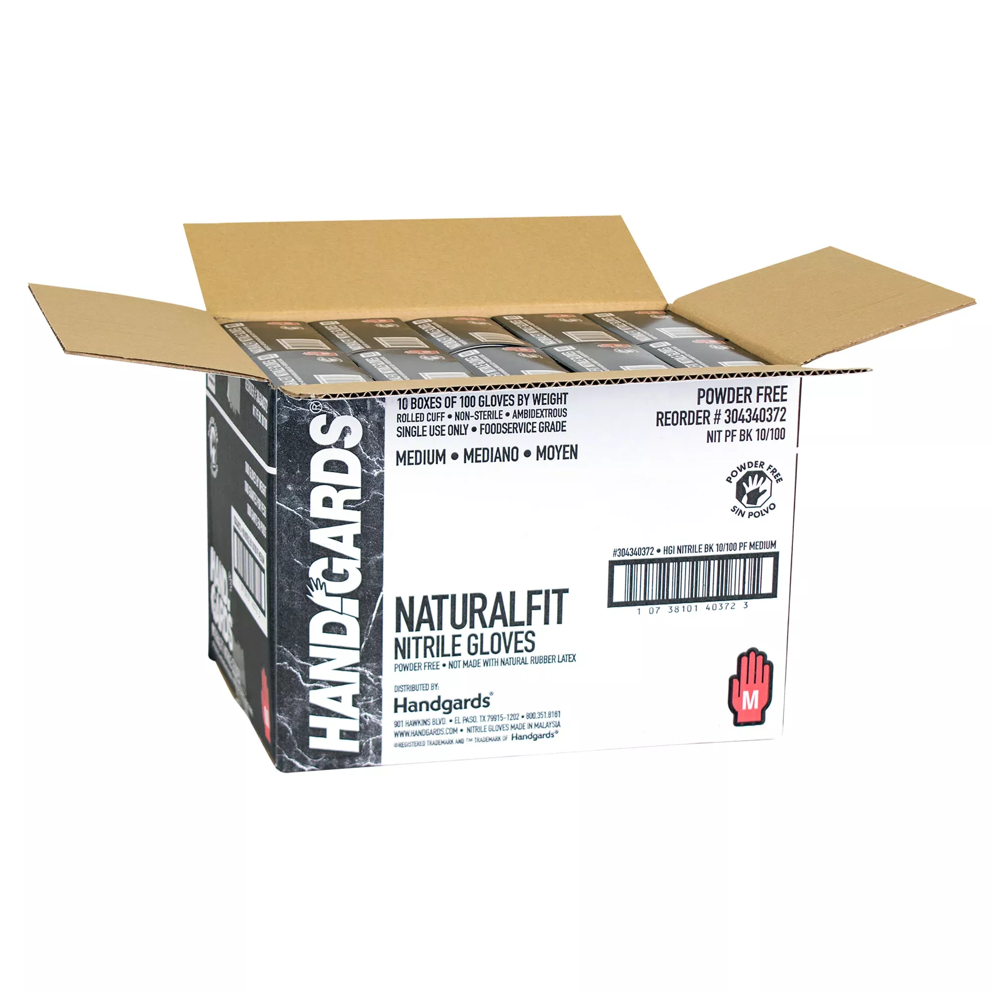 Handgards Glove Nitrile Performance Black Medium 100 Each - 10 Per Case