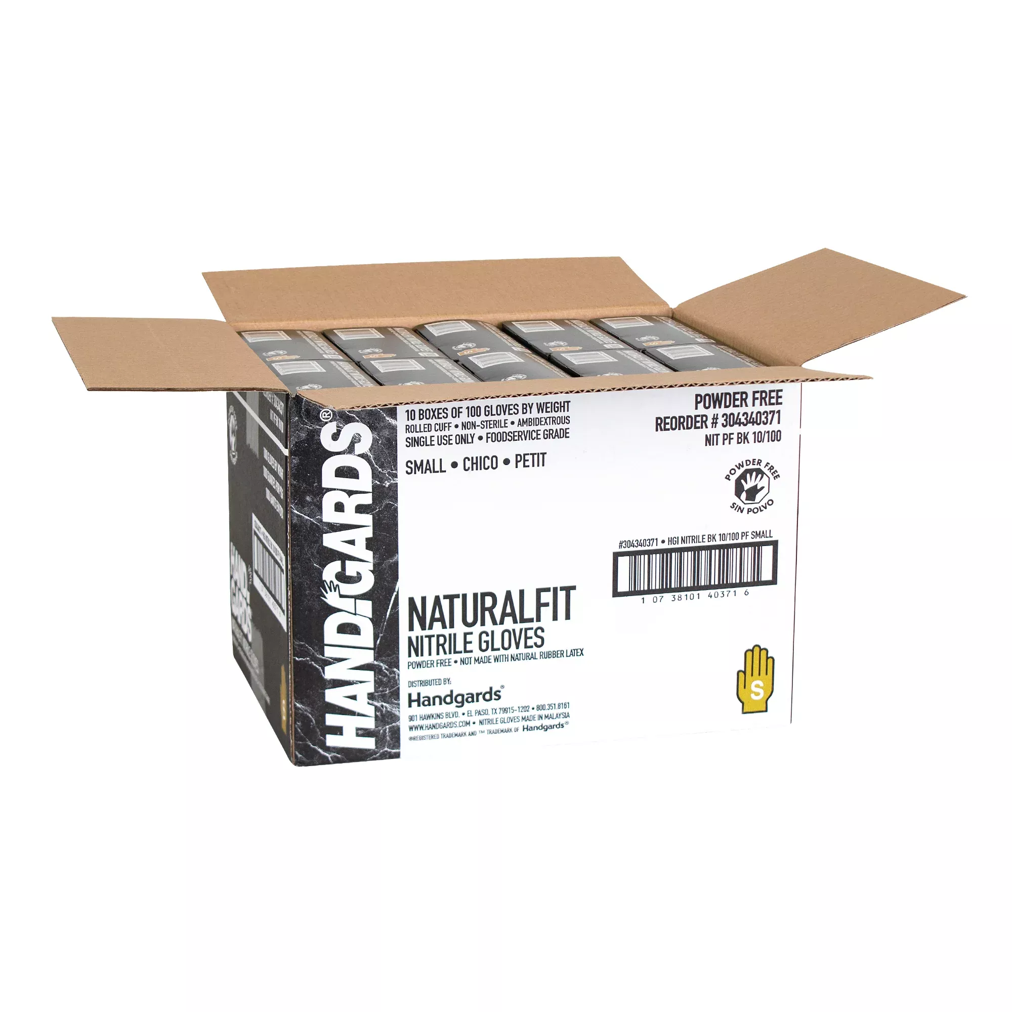 Handgards Glove Nitrile Performance Black Small 100 Each - 10 Per Case