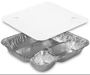 Handi-foil Of America Large Oblong 3 Compartment Tray with Lid - 1 Per Case