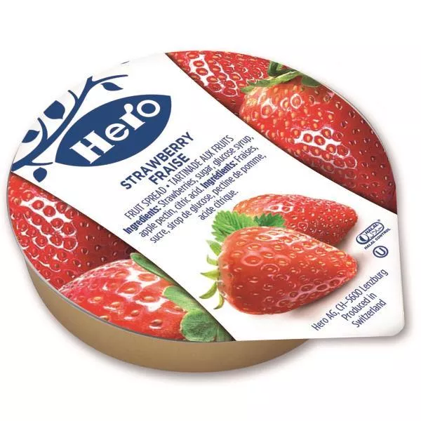Hero- Jams Preserves & Nectars Hero Strawberry Fruit Spread Portions 216 Count Packs - 1 Per Case