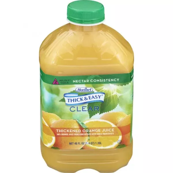 Hormel Healthlabs Thick & Easy Clear Thickened Orange Juice Nectar 48 Ounce Size - 6 Per Case