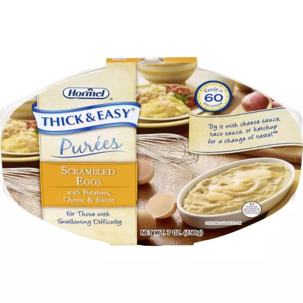 Hormel Healthlabs Thick & Easy Shelf Stable Pureed Scrambled Eggs Bacon & Potatoes 7 Ounce Size - 7 Per Case