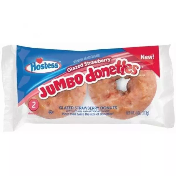 Hostess Brands Llc Hostess Glazed Strawberry Jumbo Donuts Single Serve Frozen 4 Ounce Size - 36 Per Case
