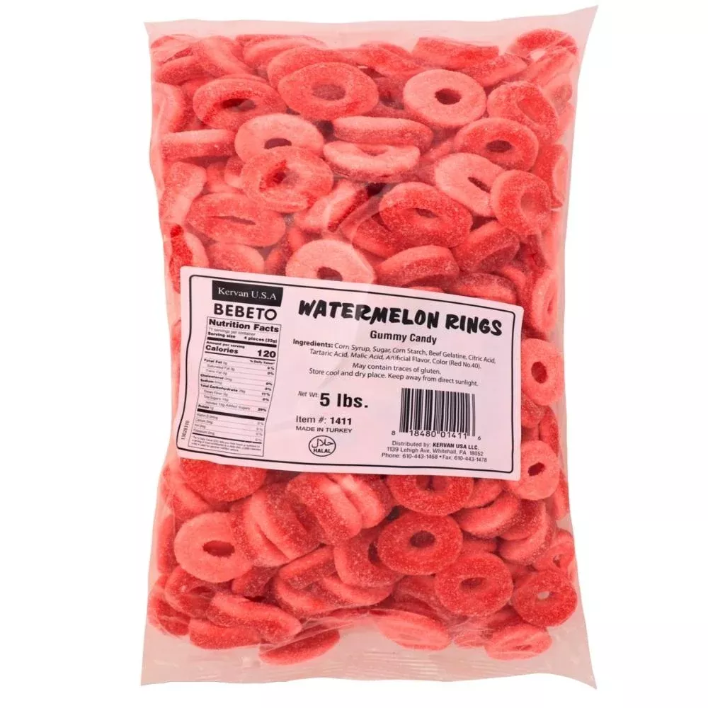 Kervan Watermelon Rings Gummy Candy - 5lbs