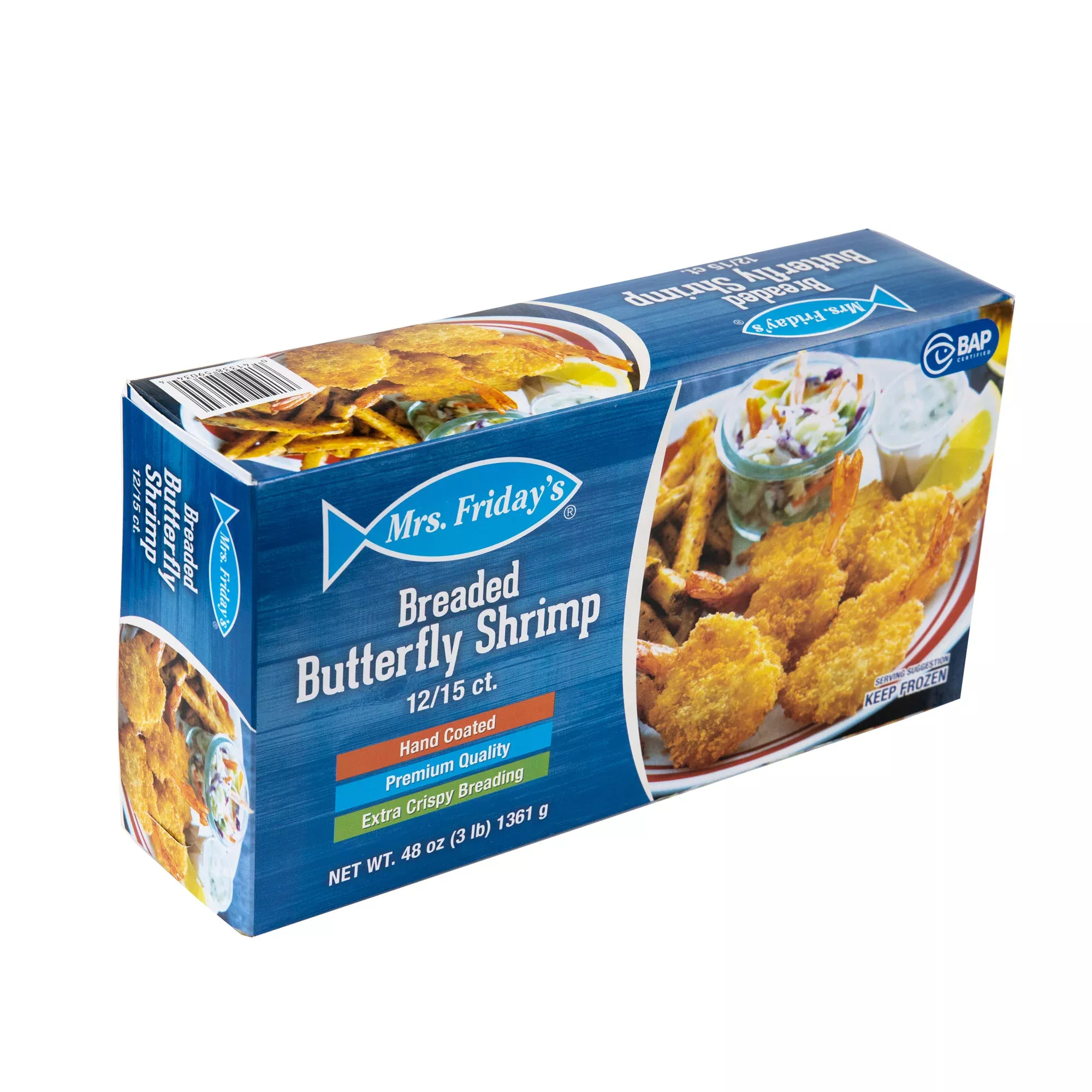 King And Prince Seafood Mrs. Friday's Breaded Bfly Shrimp 3 Pound Each - 4 Per Case