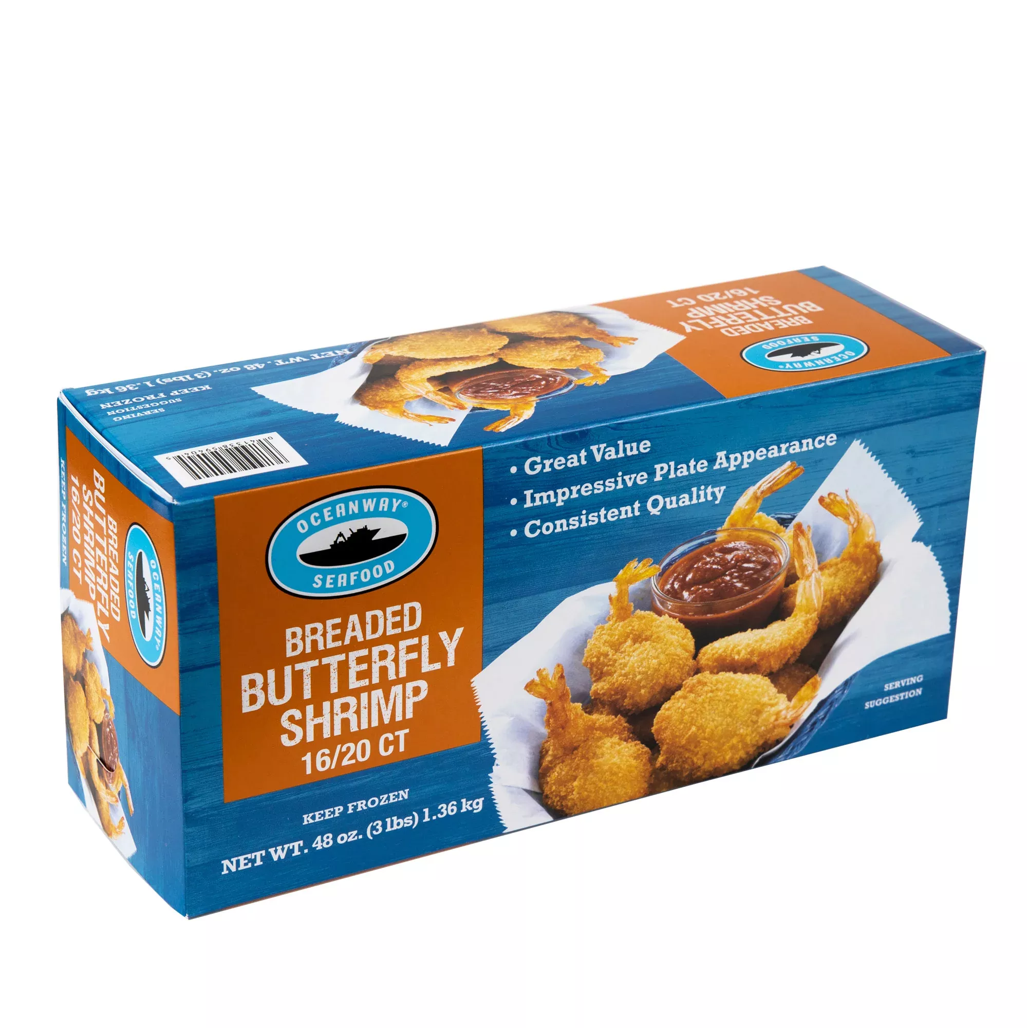 King And Prince Seafood Ow Breaded Butterfly Shrimp 3 Pound Each - 4 Per Case
