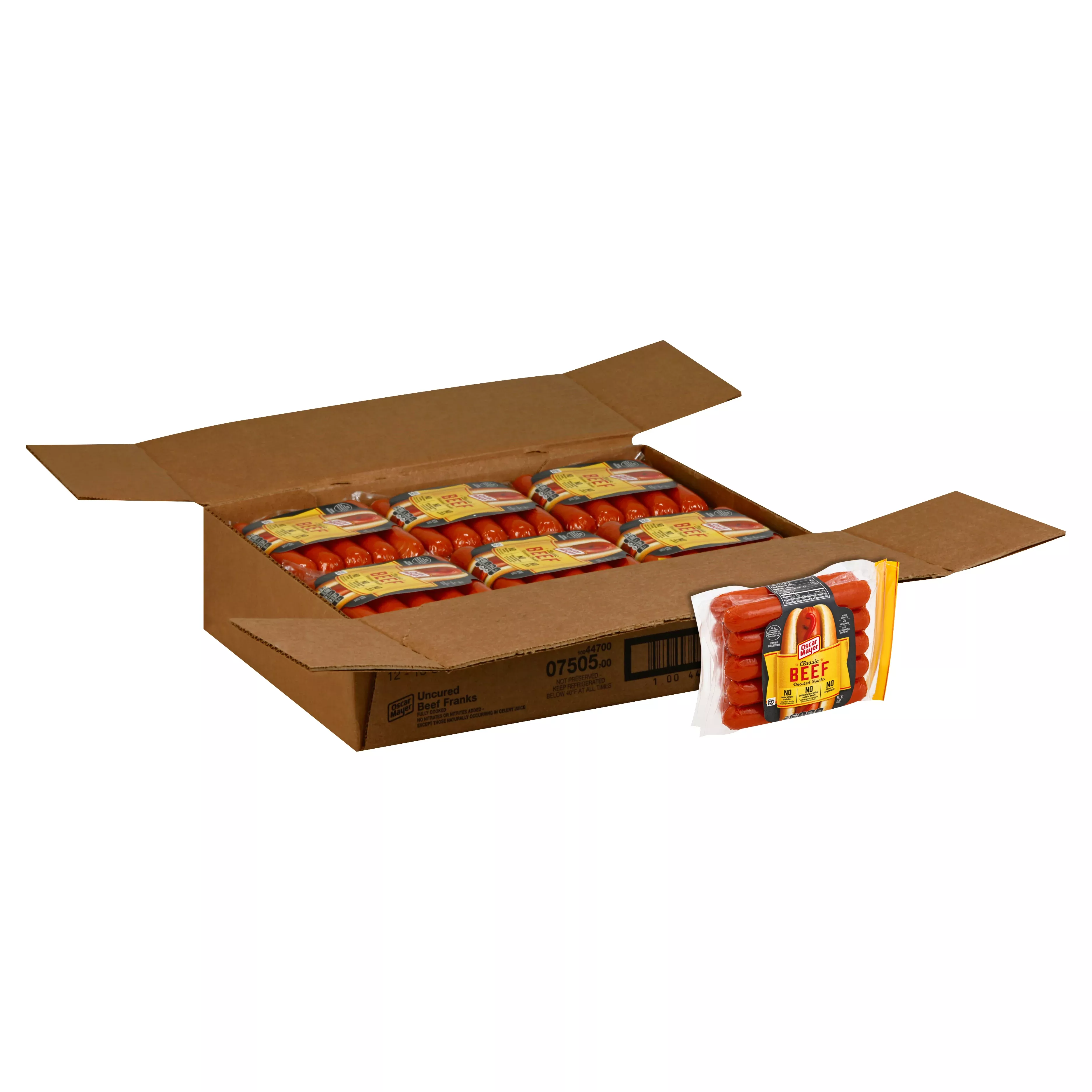 Kraft Heinz Retail Ref Oscar Mayer Beef Franks, 15 Ounce Size - 12 Per Case