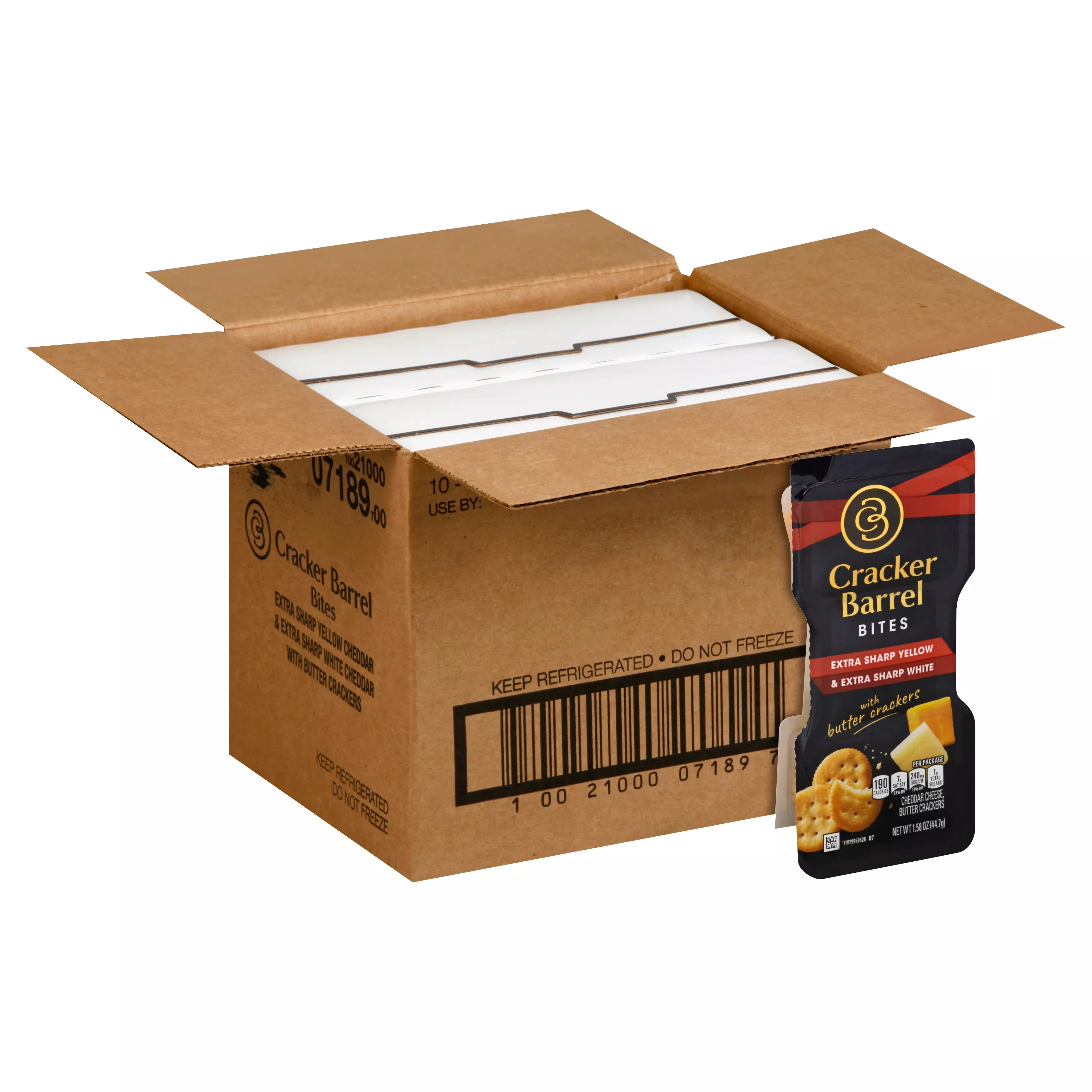 Lactalis Heritage Dairy Refrig Cracker Barrel Bites Extra Sharp Cheddar Butter Crackers, 1.58 Ounce Size - 10 Per Case