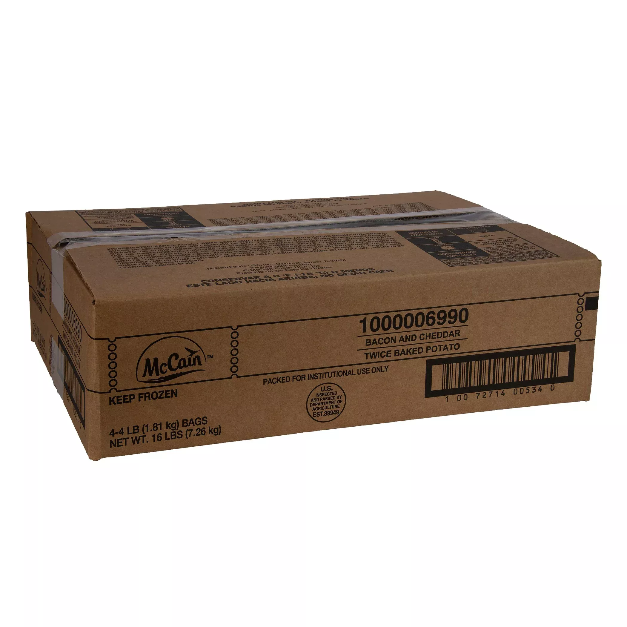 Mccain Bacon and Cheddar Twice Baked Potato 4 Pound Each - 16 Per Case