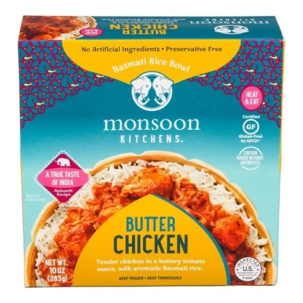 Monsoon Kitchens Butter Chicken Basmati Rice Bowl 10 Ounce Size - 6 Per Case