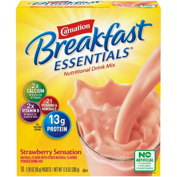 Nestle Health Science Carnation Breakfast Essentials Powder Nutritional Breakfast Drink Mix Rich Milk Chocolate 12.6 Ounce Size - 6 Per Case