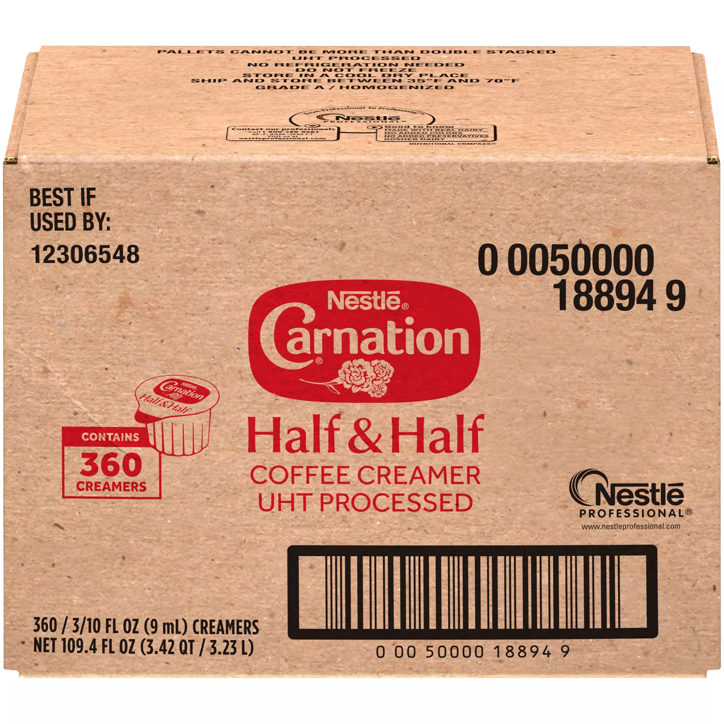 Nestle Professional Nestle Carnation Coffee Creamer Half and Half Liquid Creamer Singles Fl Box of 0.303 Fluid Ounce - 360 Per Case
