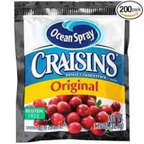 Ocean Spray Craisins Original 1.16 Ounce Size - 200 Per Case