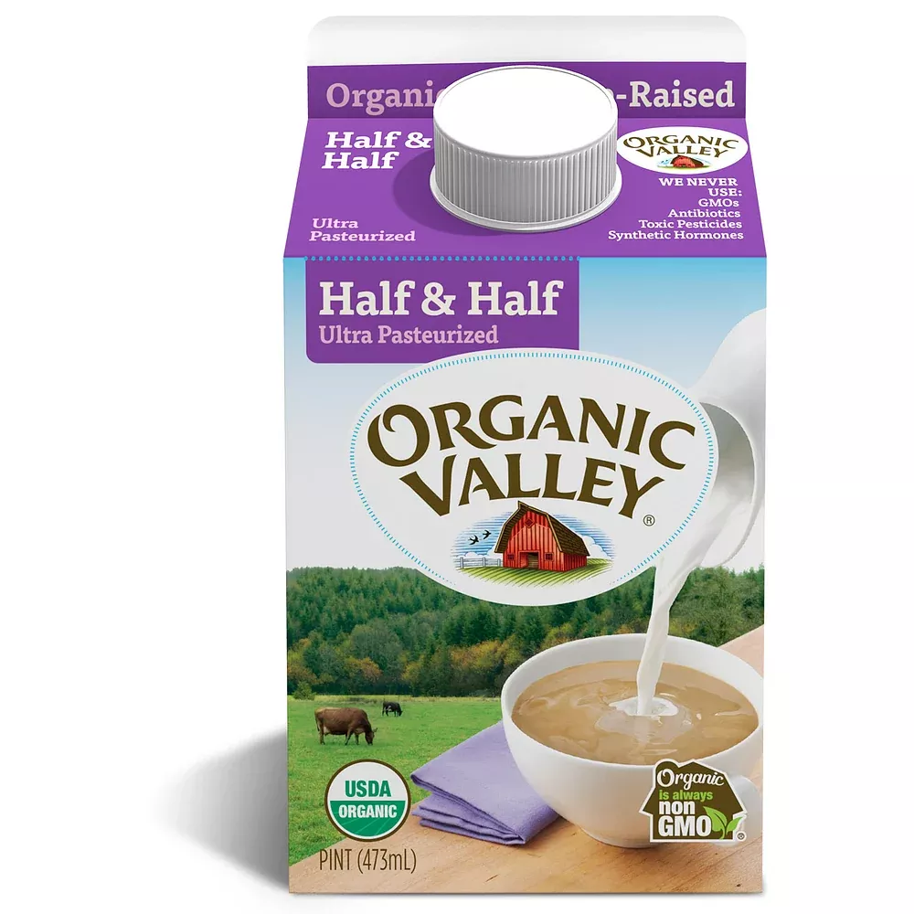 Organic Valley Refrigerated Milk UHT Half and Half Organic 16 Fluid Ounce - 12 Per Case