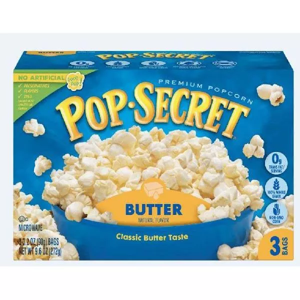 Pop Secret Butter Popcorn 9.6 Ounce Size - 6 Per Case