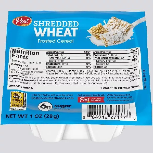 Post Consumer Brands Post Frosted Shredded Wheat 1 Ounce Size - 96 Per Case
