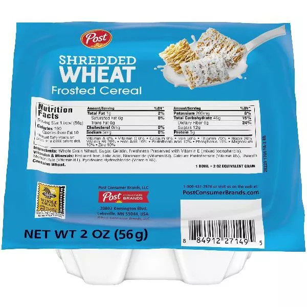 Post Consumer Brands Post Frosted Shredded Wheat 2 Ounce Size - 48 Per Case