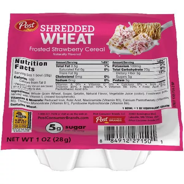 Post Consumer Brands Post Strawberry Shred Wheat 1 Ounce Size - 96 Per Case