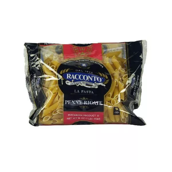 Racconto Pasta Penne Rigate Mostaccioli 16 Ounce Size - 20 Per Case