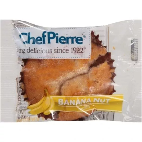 Sara Lee Bakery Chef Pierre Muffin Banana Nut Individually Wrapped 2 Ounce Size - 48 Per Case