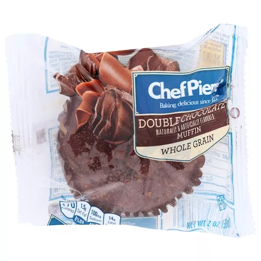 Sara Lee Bakery Chef Pierre Whole Grain Double Chocolate Muffin Individually Wrapped 2 Ounce Size - 48 Per Case