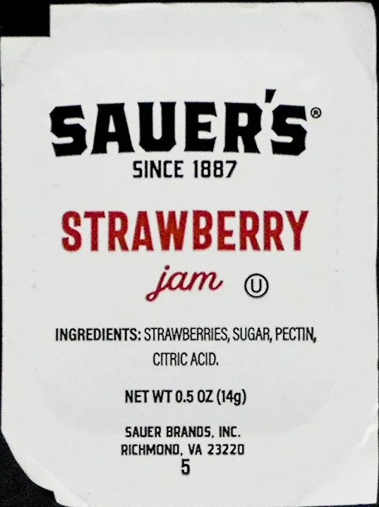 Sauer Brands Pc's Strawberry Jam Pouch 0.5 Ounce Size - 6.244 Pound Per Case