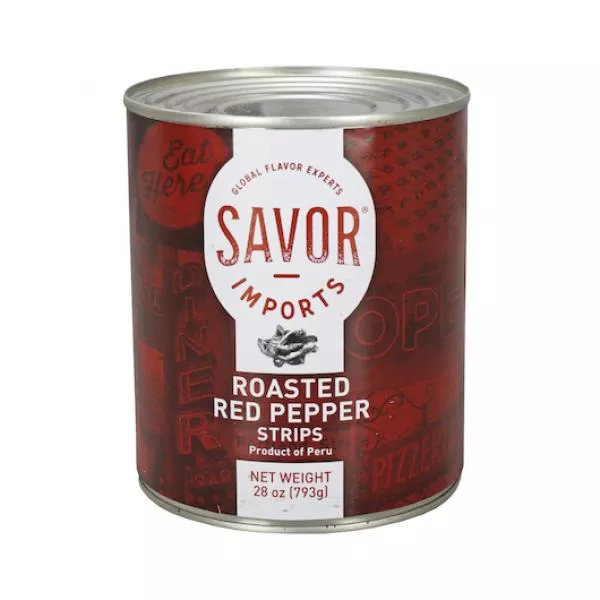 Savor Imports Roasted Red Pepper Strips 28 Ounce Size - 12 Per Case