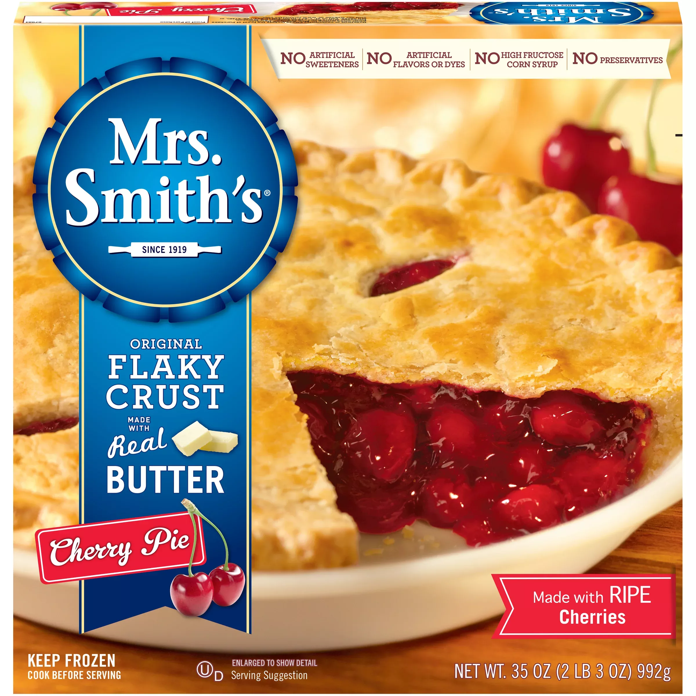 Schwans Consumer Brands Mrs Smith's Original Flaky Crust Cherry Pie 35 Ounce Size - 6 Per Case