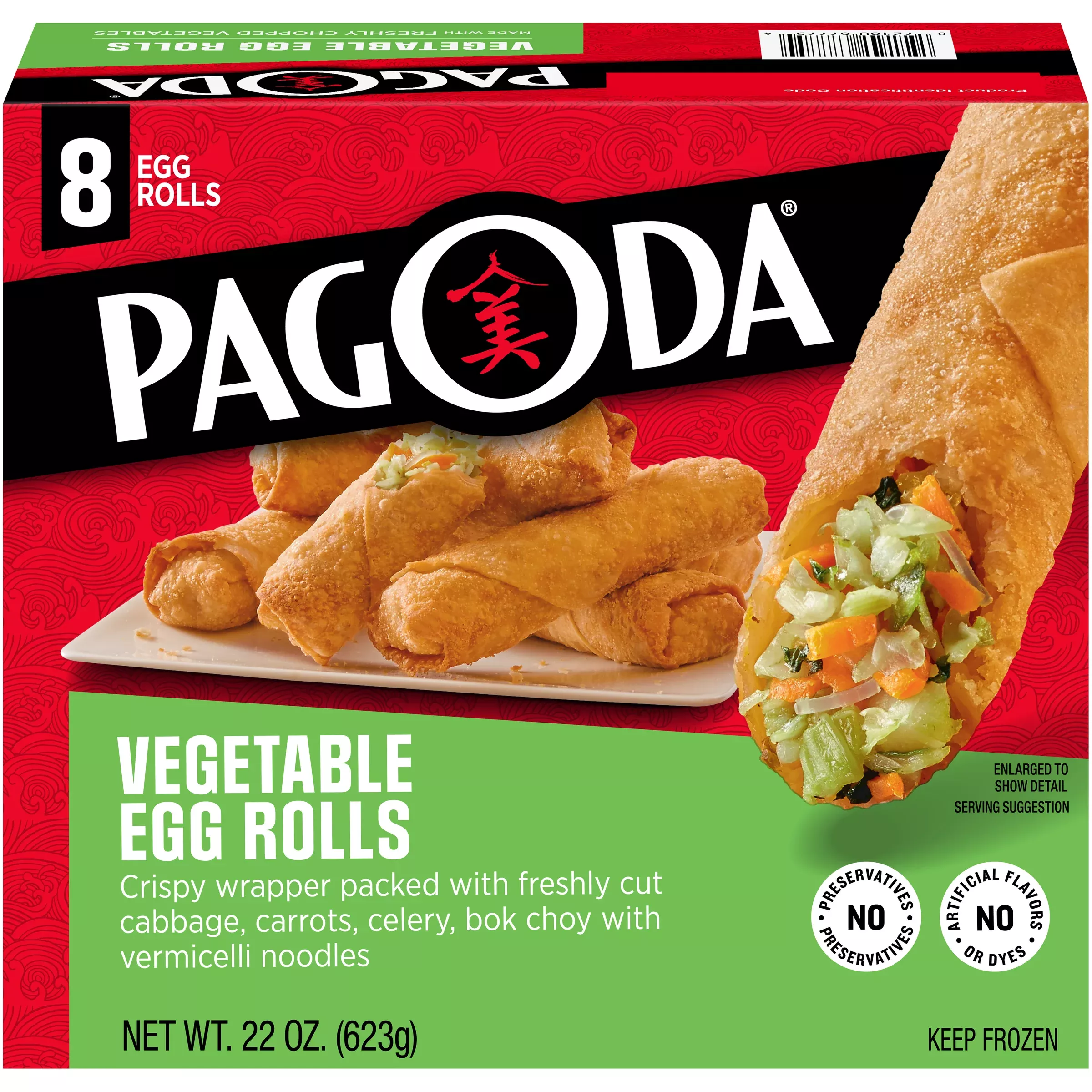 Schwans Consumer Brands Pagoda Crunchy Vegetable Egg Rolls with Authentic Seasoning 22 Ounce Size - 8 Per Case