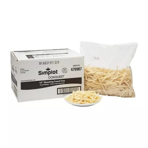 Simplot Frozen Simplot Conquest 4 Inch Clear Coated Shoestringfries 4.5 Pound Each - 6 Per Case