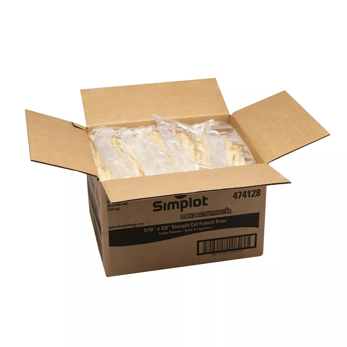 Simplot Frozen Simplot Megacrunch 6 Inch X 8 Inch Battered Straight Cut Fries Skin On 5 Pound Each - 6 Per Case