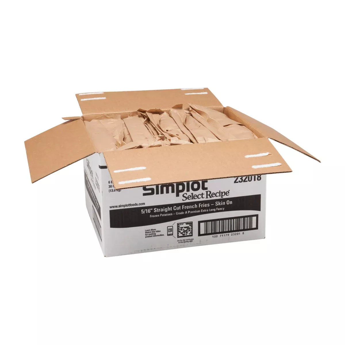 Simplot Frozen Simplot Select Recipe 6 Inch Sea Salt Straightcut Fries Skin On 5 Pound Each - 6 Per Case